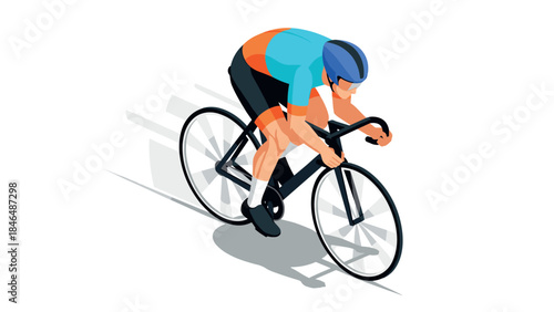 Cyclist racing on road bicycle in dynamic modern design