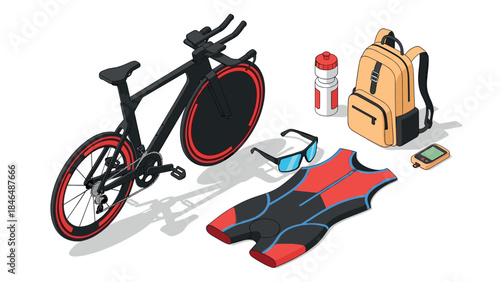 Triathlon gear essentials: bike, hydration, and accessories in modern design