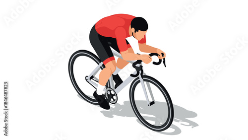 Cyclist in motion on road bike, dynamic isometric sport concept