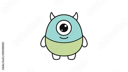 Cute cartoon monster with one eye smiling