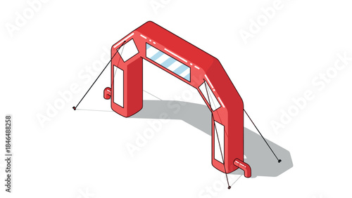 Inflatable arch for outdoor events in isometric design with red color