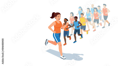 Isometric runners in a race with a diverse group of athletes