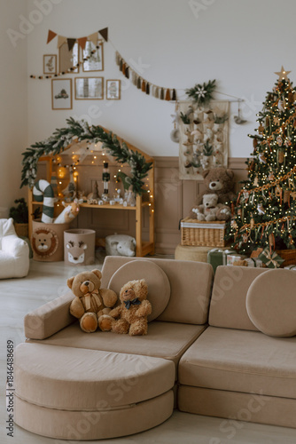 Cozy Christmas Living Room Interior