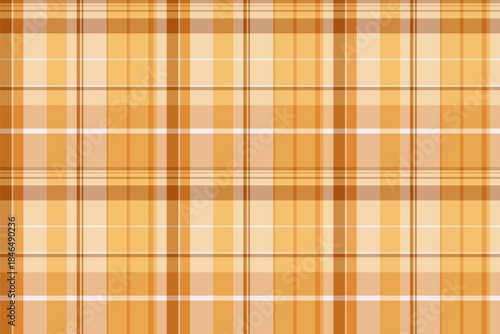 Chequered pattern fabric background, soft seamless textile texture. Tone tartan vector plaid check in orange and light colors.
