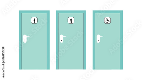 Restroom doors with accessibility symbols
