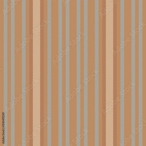 Nosy vertical seamless pattern, skirt stripe texture textile. Tipster fabric background vector lines in orange and cyan colors.