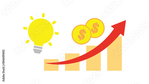 Profit growth concept with lightbulb and coins