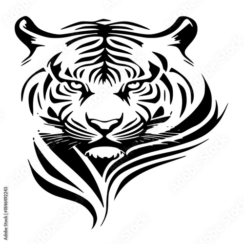vector image of a tiger , Tiger head tattoo, vector illustration head tiger 