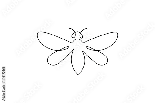 Minimalist bee continuous one line art drawing simple abstract flying insect design