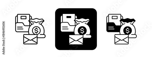 Portfolio  Solid color and black line drawing vector illustration set