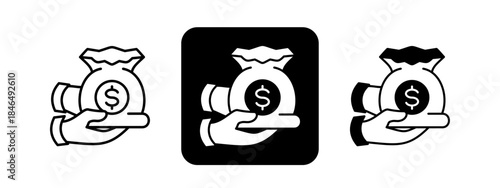 Capital  Solid color and black line drawing vector illustration set