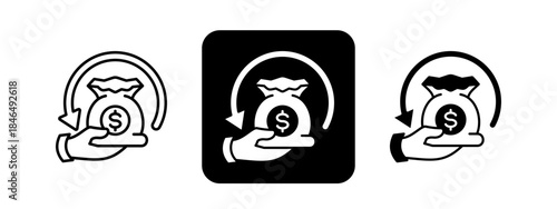 Roi  Solid color and black line drawing vector illustration set