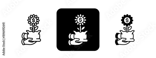 Prosperity  Solid color and black line drawing vector illustration set