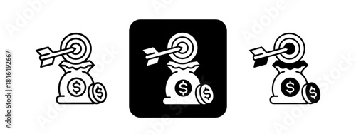 Goals  Solid color and black line drawing vector illustration set