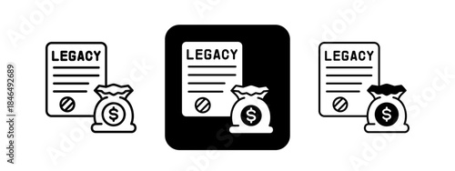 Legacy  Solid color and black line drawing vector illustration set