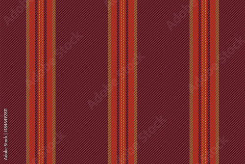 Pctober stripe fabric pattern, designer texture background seamless. Lulticolor textile vector lines vertical in red and orange colors.
