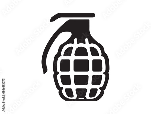 Grenade vector icon silhouette. Hand drawn illustration of a bomb.