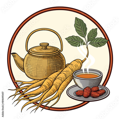 Emblem   Premium Ginseng Tea Set Wit