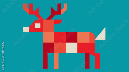 Pixelated deer isolated on transparent background