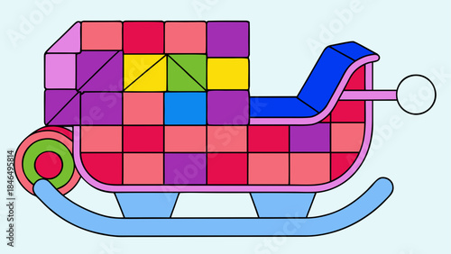 Colorful sled isolated on transparent background