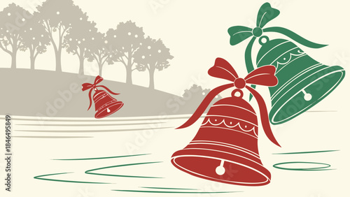 Christmas bells illustration isolated on transparent background