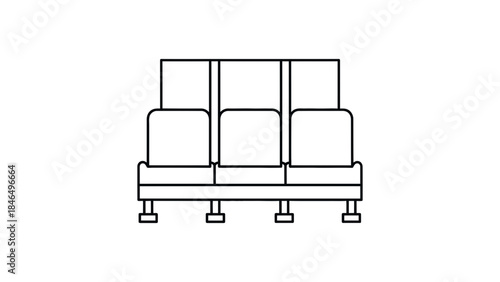 Modern blue airport waiting room seating area