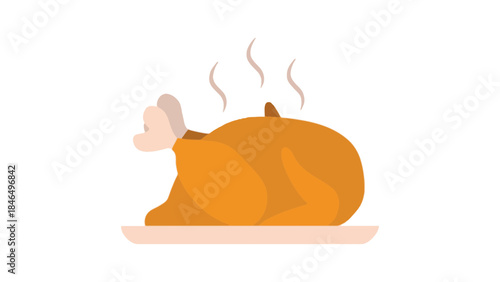 Roasted turkey on a plate, steaming hot and ready to eat