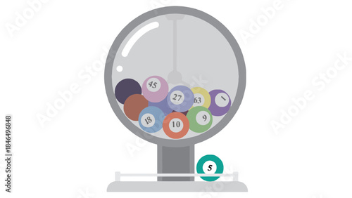 Colorful bingo balls in a lottery machine