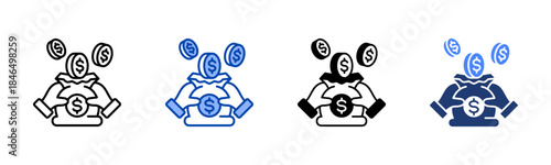 Income icon set multiple style collection