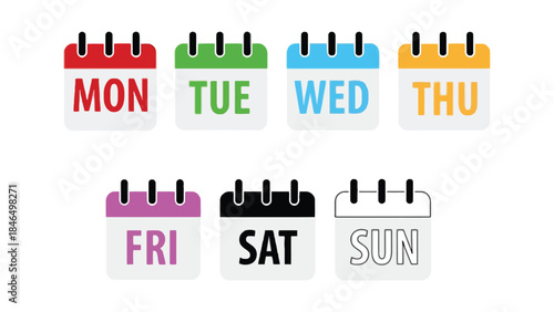 Colorful calendar icons for days of the week