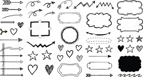 Collection of hand drawn shapes and symbols for design