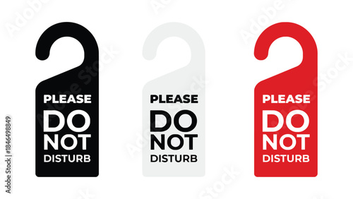 Do not disturb door hangers in black, white, and red colors