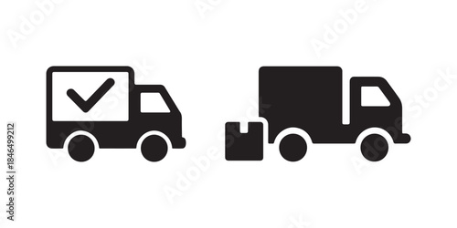 Delivery truck icon set. Logistics and express delivery symbol.
