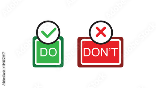 Green checkmark and red X signs for do and don't