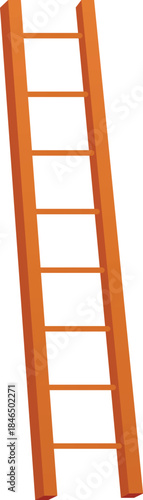 Wooden ladder icon in flat cartoon style, isolated background.