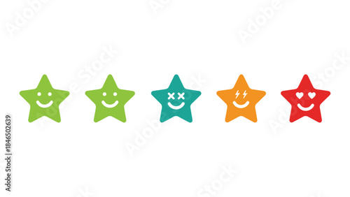 Colorful star icons with happy faces