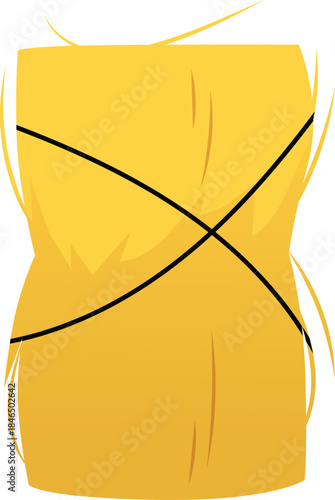 Haystack roll tied in rope vector flat icon, cartoon bale of hay, straw barn, agricultural forage pasture, fodder straw