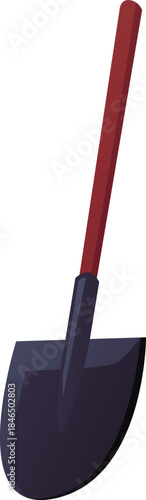 Shovel vector flat icon, cartoon gardening cultivate equipment with wooden handle, farming scoop agricultural inventory