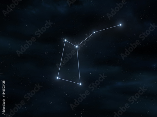 Musca constellation in the starry sky. Stars on a dark background. Astrological figure, mythological image.