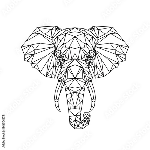 Geometric Elephant Head Silhouette - Minimalist Line Art Illustration