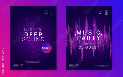 Music Set. Violet Dance Design. Green Discotheque Flyer. Soundwave Radio Illustration. Fest Poster. Dj Festival Element. Concert Cover. Pink Music Set