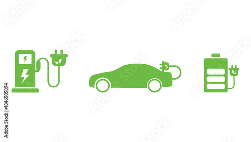 Electric vehicle charging infrastructure icons