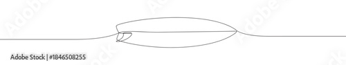 Continuous one line drawing of a surfboard. Vector illustration of a surfing board water sport isolated on white background. Minimalist summer concept