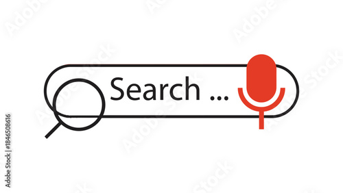 Modern search bar with microphone icon for voice search technology