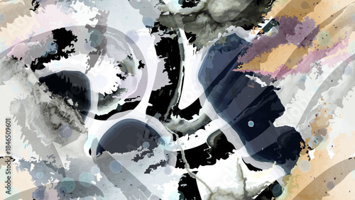 Stripe animal motif. Seamless pattern line and crackle textures. Modern summer geometric shapes on abstract brush. Contrast graphic vector background. Watercolor blobs and daubs, ink and stains