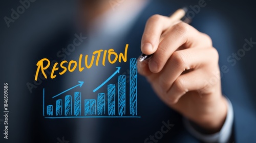 conceptual ,new year, financial, backgrounds, Setting Financial Resolutions - Handwriting on Paper with Coins, Graphs, and Goals Overlay