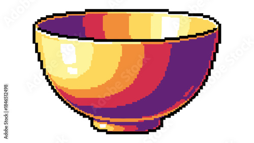 Vibrant pixel art bowl with purple, orange, and yellow hues