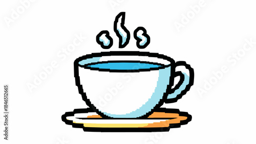 Steaming hot cup of coffee on saucer