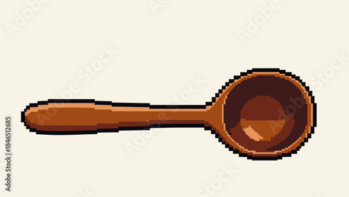 Vintage wooden spoon on beige background