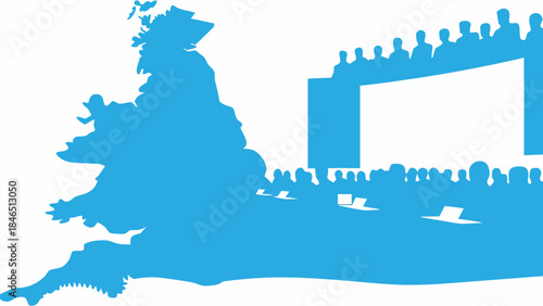 Crowd of people watching presentation in modern conference setting